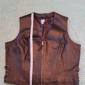 Black Leather Vest with Zipper